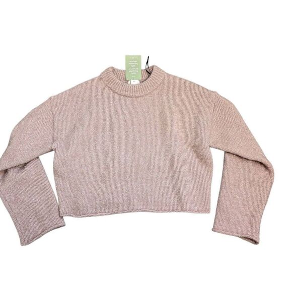 H&M blush metallic long sleeve cropped sweater top size Small - Picture 1 of 8